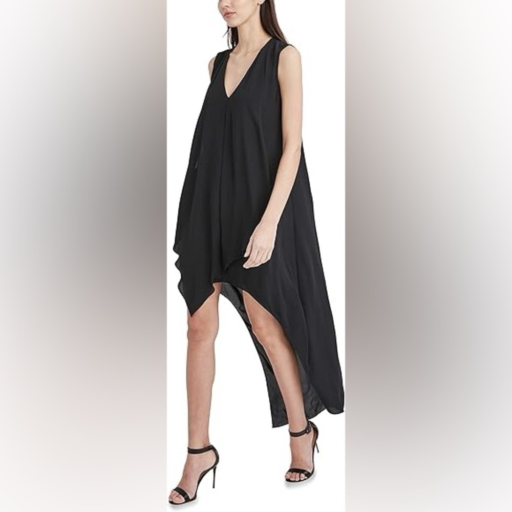 Bcbgmaxazaria Dress Asymmetrical Flowy Elegant Black Black Tie Evening Glam Xxs